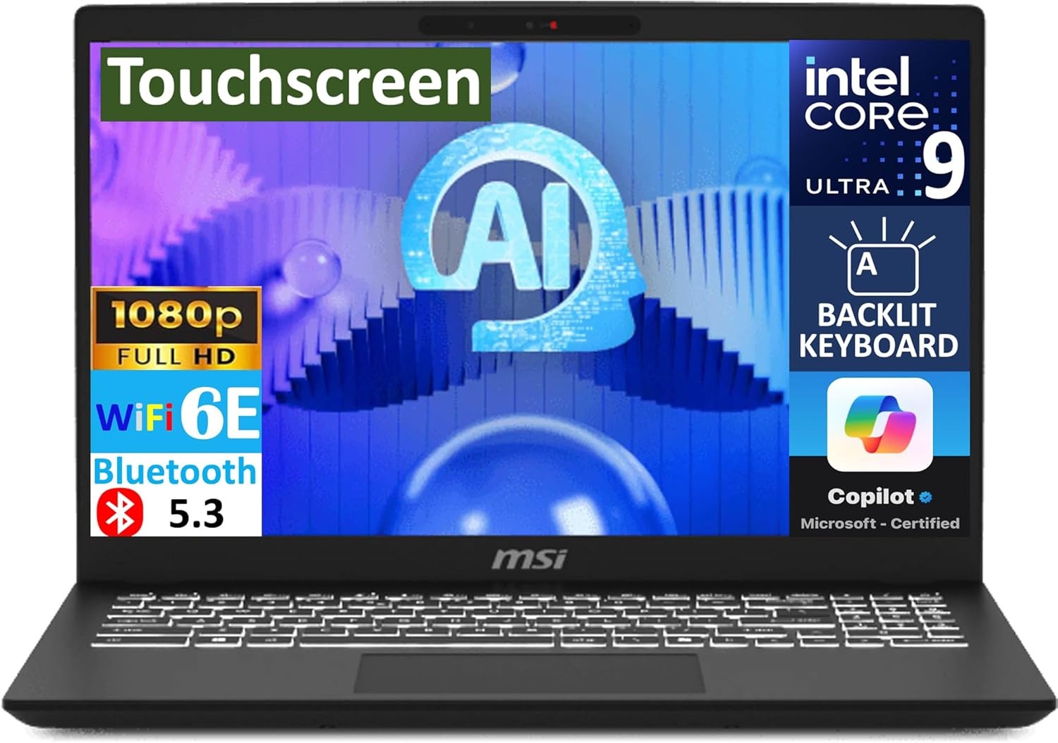 MSI Modern C1MTG-084US Laptop, Intel Core Ultra 9 185H, 32GB RAM, 1TB SSD, 15.6" FHD Touchscreen, Windows 11 – BRAND NEW