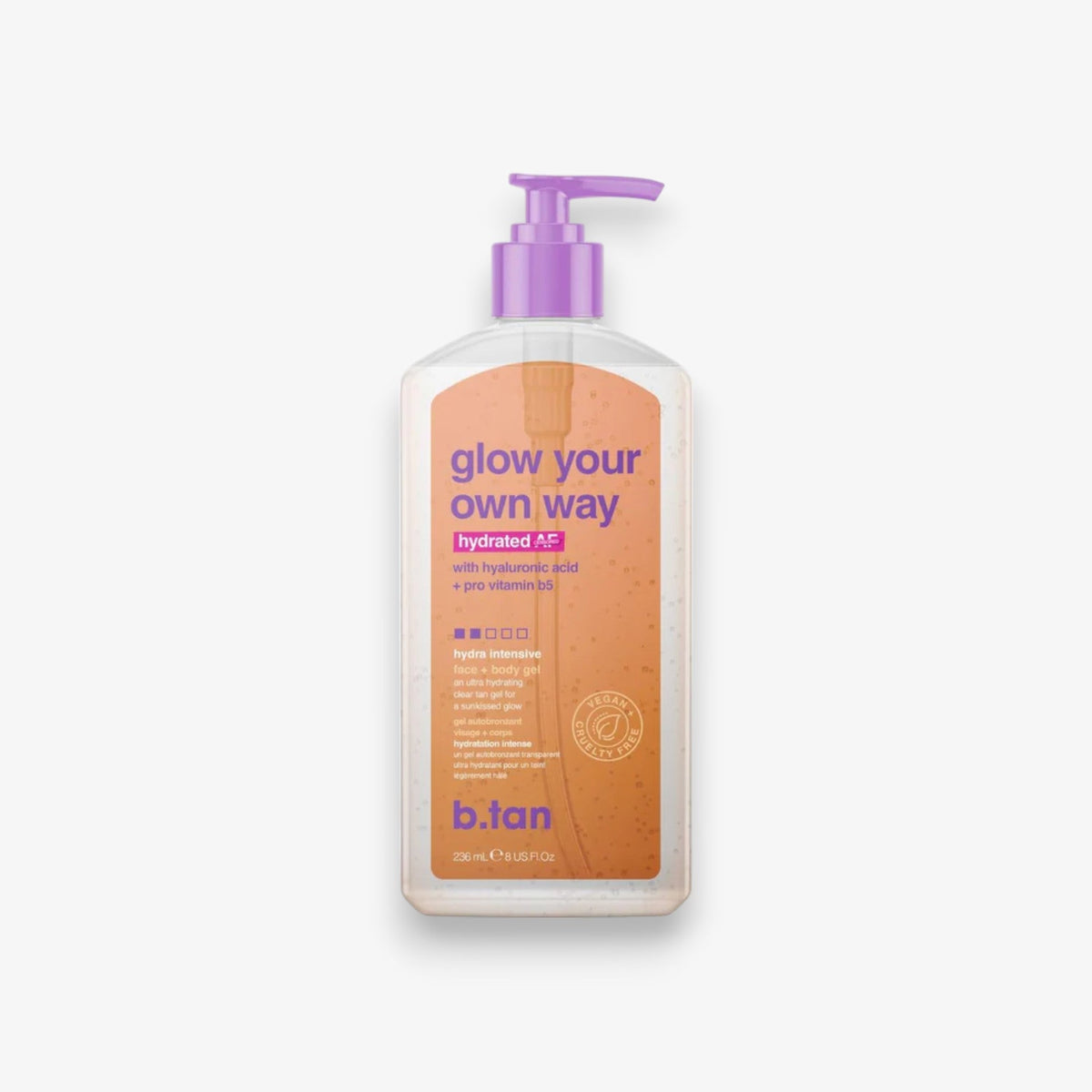 B.tan glow your own way hydrated - face + body self tan gel 236 mL / 8 Oz