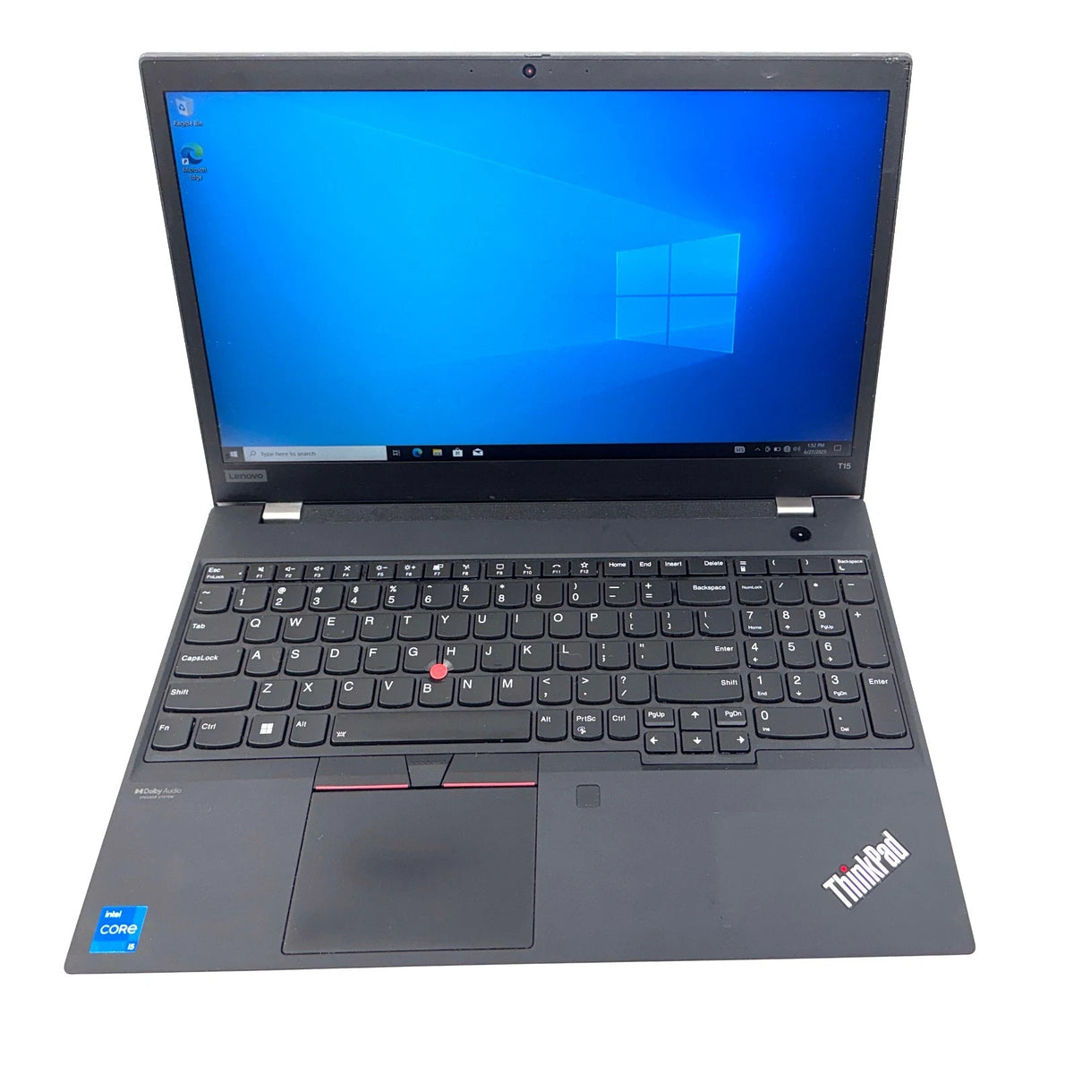 Lenovo T15 i5-11 AVA 16 RAM 256 SSD 15.6” HD, W10 Pro Refurbished