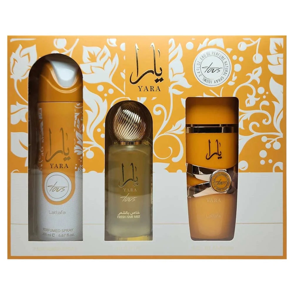 SET YARA TOUS Collection Gift Set 3 pcs 3.4 oz EDP + 1.7 oz Hair Mist