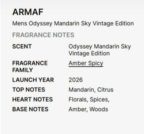 Odyssey Mandarin Sky Vintage Edition by Armaf (EDP) Men 3.4 fl oz / 100 ml