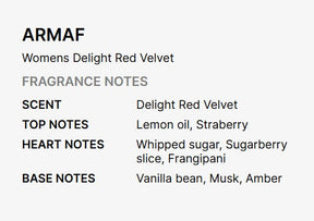 Armaf Ladies Delight Red Velvet Eau de Parfum for Women - 2.37 FL OZ / 70 ML