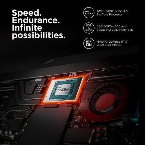 Lenovo Gaming Laptop 15.6" AMD Ryzen 5 7535HS 8GB 512GB SSD GeForce RTX 2050 Win 11 82SB00SLUS