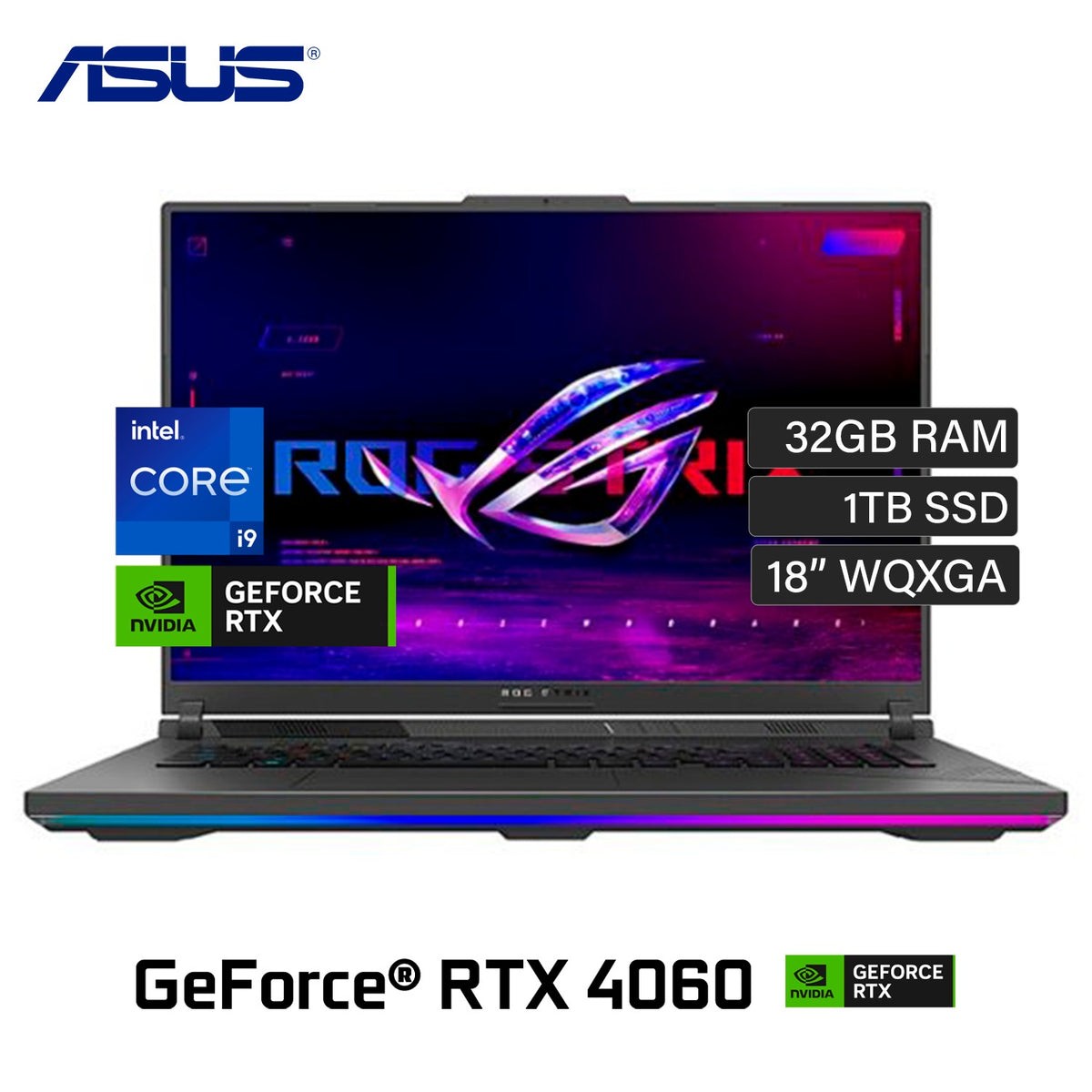 Asus ROG G814JVR-IS96, Intel Core i9-14900HX, 32GB RAM, 1TB SSD, 18" 2.5K 240Hz IPS Display, NVIDIA GeForce RTX 4060, Windows 11 BRAND NEW