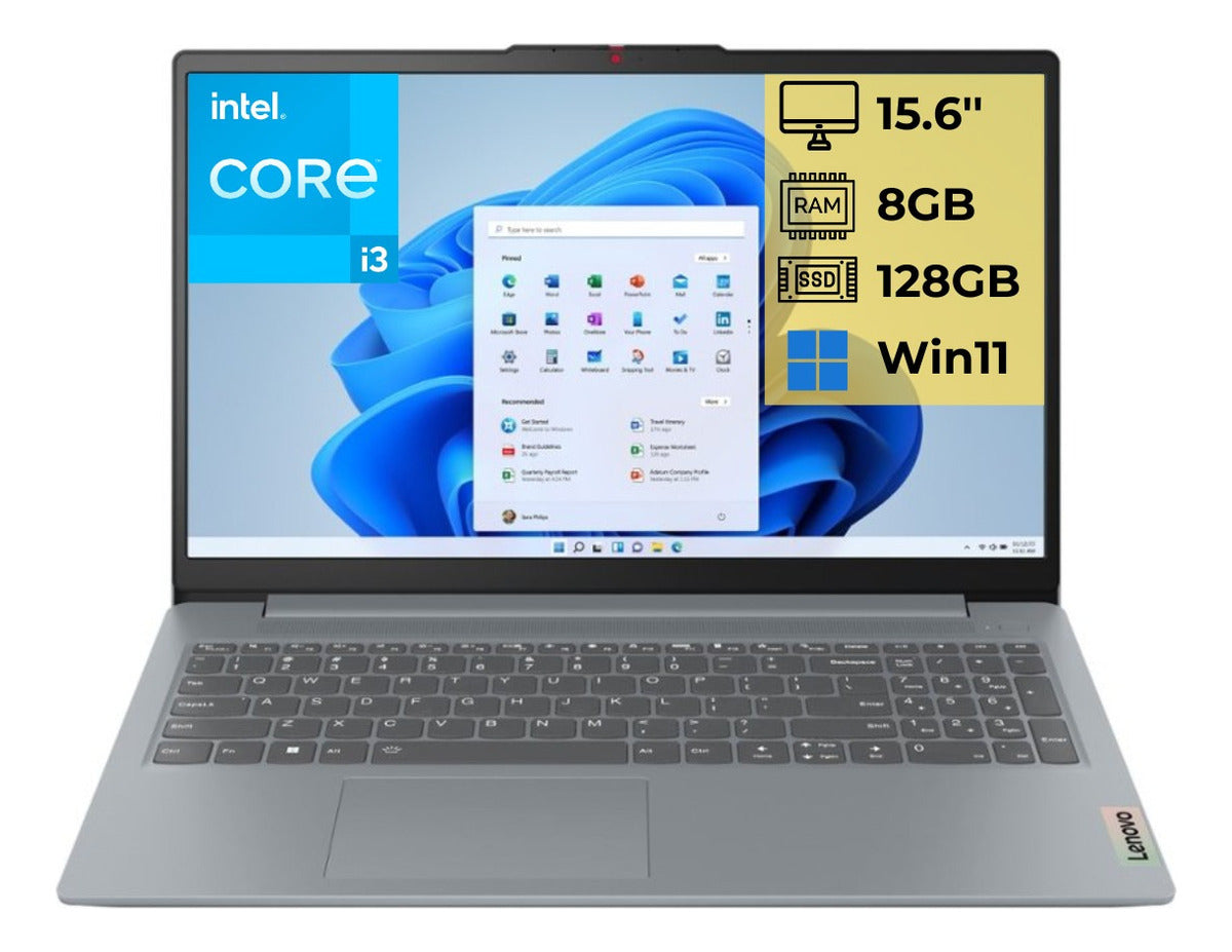 Lenovo 82XB00C2US, Intel Core i3-N305, 8GB RAM Memory, 128 GB SSD, "15.6 FHD Screen, Win 11