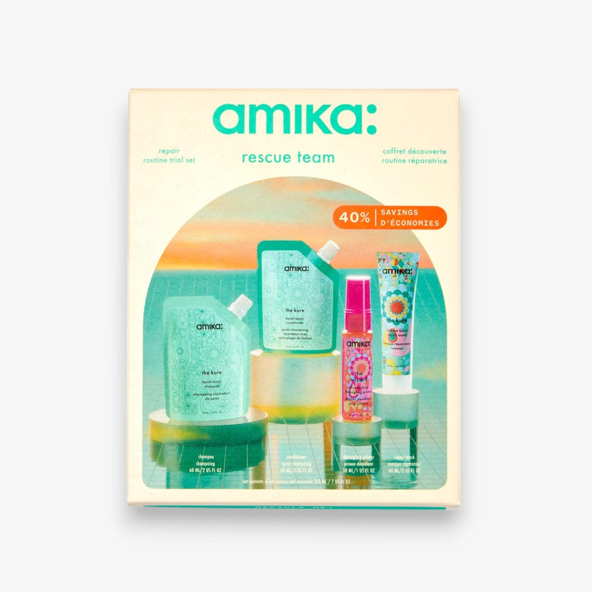 Hair Routine Set amika Rescue Team w/ Shampoo, Conditioner