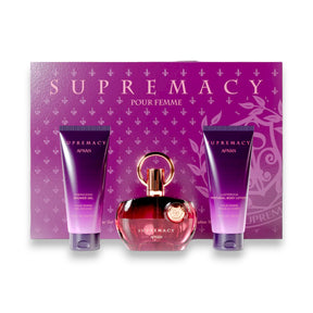 Supremacy Purple by Afnan for Women 3 PCS Set: Eau de Parfum 3.4 oz + Body Lotion + Shower Gel