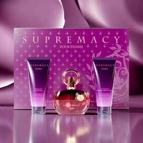 Supremacy Purple by Afnan for Women 3 PCS Set: Eau de Parfum 3.4 oz + Body Lotion + Shower Gel