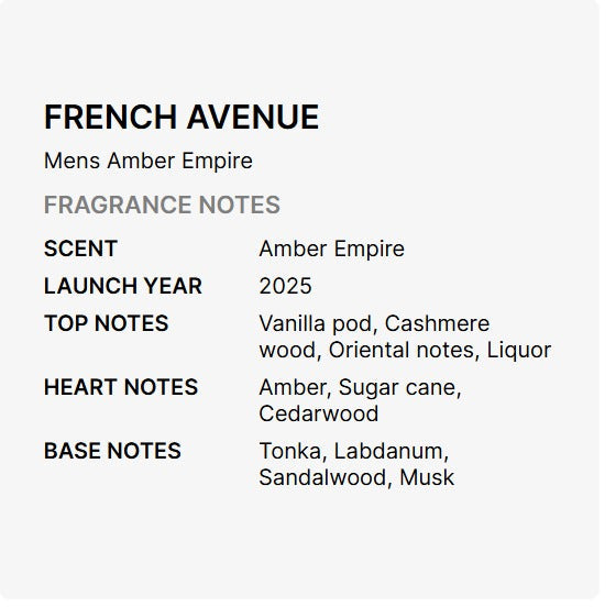 French Avenue Amber Empire Eau de Parfum for Men - 3.3 FL OZ / 100 ML