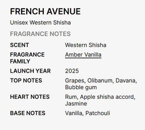 French Avenue Western Shisha Eau de Parfum - 3.4 FL OZ / 100 ML