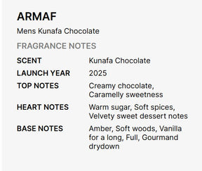 Armaf Kunafa Chocolate Eau de Parfum for Men - 2.37 FL OZ / 70 ML