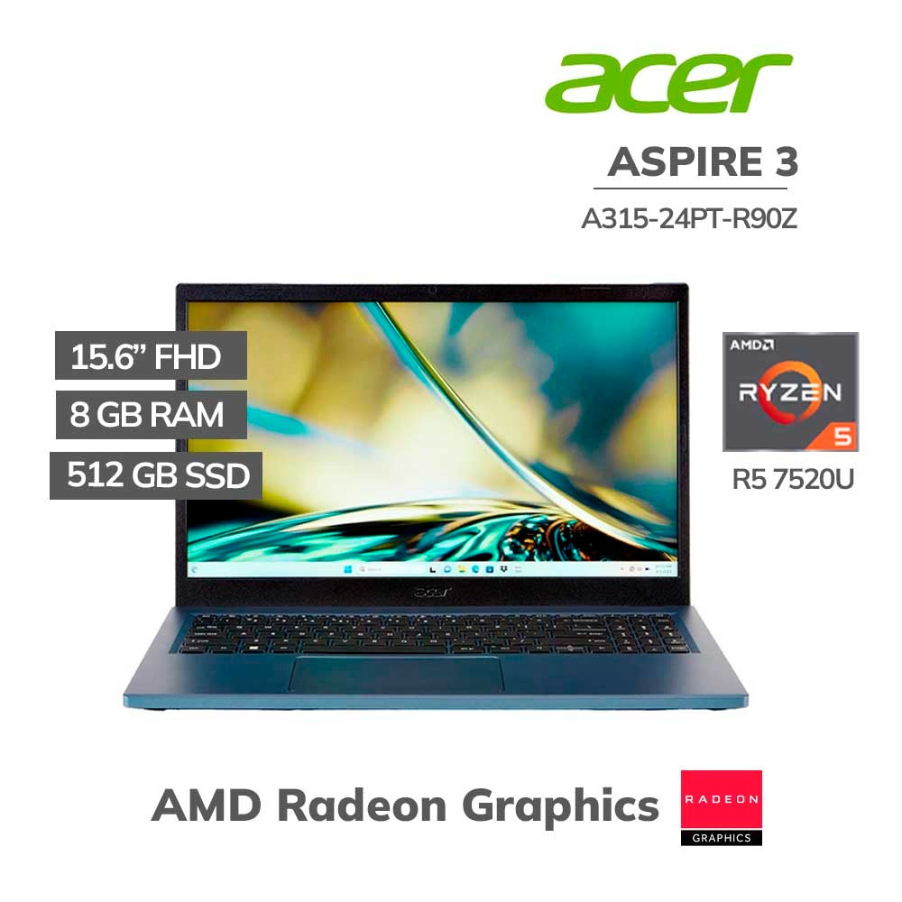 Acer Aspire 3 A315-24Pt-R90Z Gaming Laptop, AMD Ryzen 5 7520U, 8GB RAM, 512GB SSD, 15.6" FHD Touchscreen, Windows 11 (NX-KJZAA-001) BRAND NEW