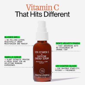 15% Vitamin C + Caffeine Energy Brightening Serum for Uneven Tone 1 oz / 30 mL