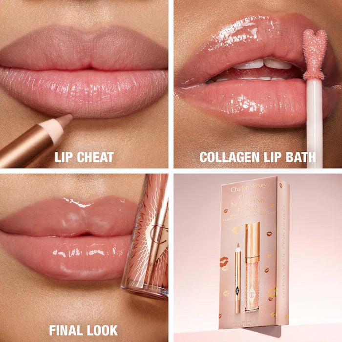 Mini Glossy Pink Lip Gloss + Lip Liner Set